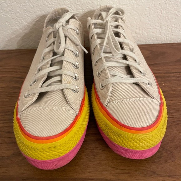 CONVERSE RAINBOW PLATFORM SHOES LOW RISE SIZE 6 WOMENS LIMITED EDITION 1908 - Picture 6 of 8